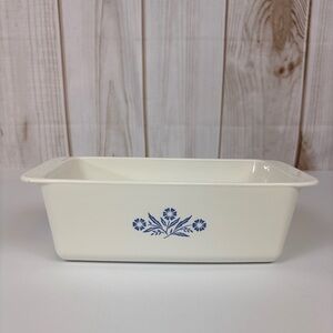 Vintage CorningWare Loaf Bread Meatloaf Dish Blue Cornflower 2-Quart White 9x5x3